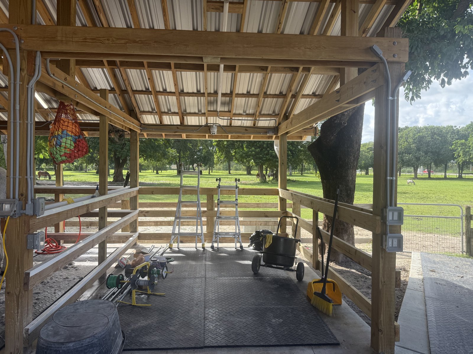Electrical conduit, outlets and lighting at a ranch